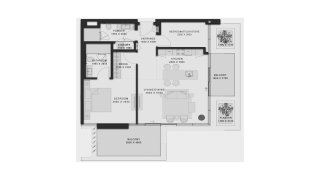 Apartment floor plan, 1 bedroom in Shoaq No. 11007